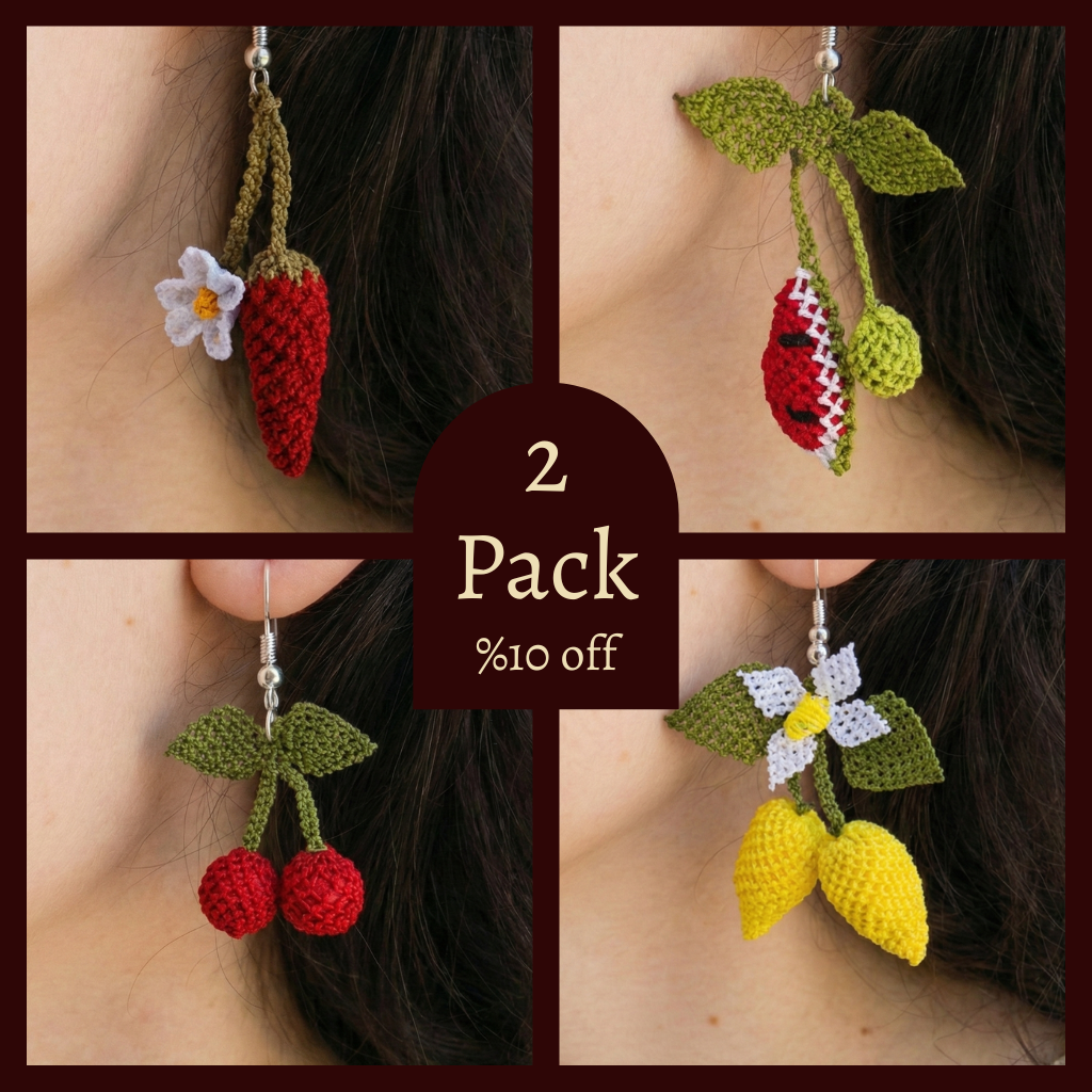 Needle Lace Fruit Earrings | 2 Pack | 10 Pieces Limited Sale